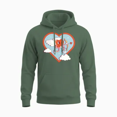 Cute Heart Unisex Hoodie - Military Green