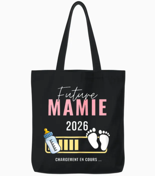 Granny in 2026 Announcement Pregnancy Future Granny Soon 2026 T-Shirt, Black, Female X-Small Tote Bags in Black
