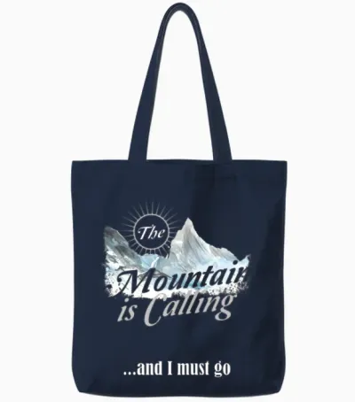 Hiking Mountain Is Calling Hike Vintage Tote Bags - Navy