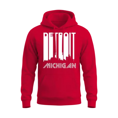 Retro Detroit Skyline Unisex Hoodie - Red