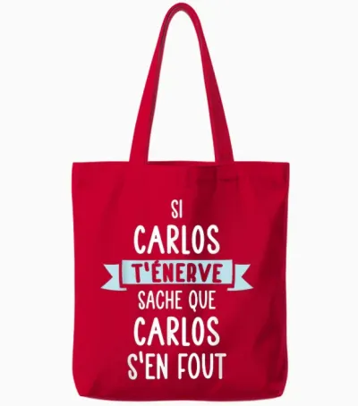 Gift Man Humor Name Personalized Carlos T-Shirt, Black, S Tote Bags - Red