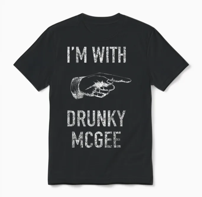 Couple St Patricks Day Shirts I'm with Drunky Mcgee Funny Unisex T-Shirt in Black