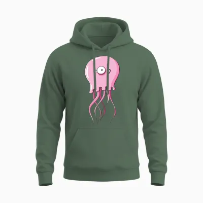 Cartoons-Funny-Jellyfish Unisex Hoodie - Military Green