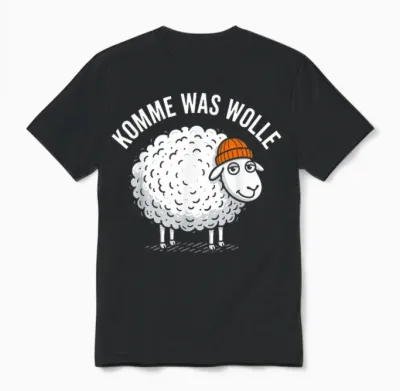 Komme Was Wolle Funny Sheep German Humor Animal Pun Unisex T-Shirt - Black