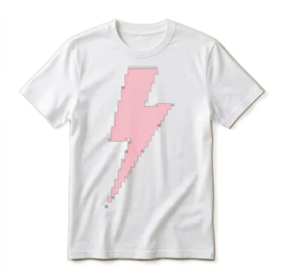 Retro Pixels Pink Lightning Bolt Unisex T-Shirt - White
