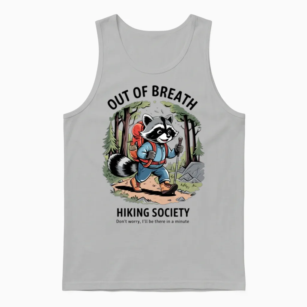 The Raccoon Is Hiking & Outdoors Unisex Tank Top in Ash