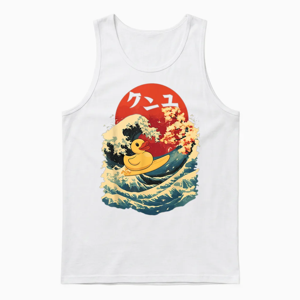Rubber Duck Surf Japanese Rubber Duck Unisex Tank Top in White