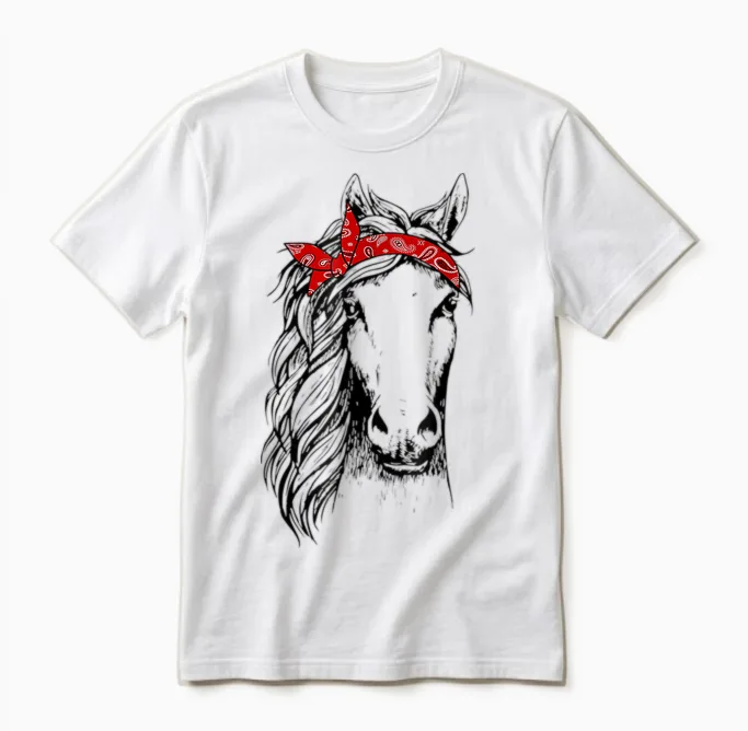 Horse Bandana for Horseback Riding Horse Lover Unisex T-Shirt in White