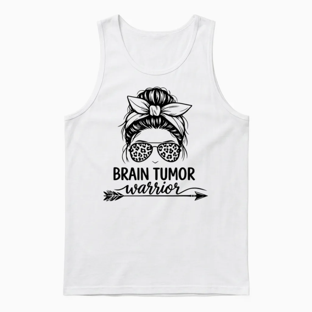 Chignon Désordonné Guerrier Tumeur Cérébrale Unisex Tank Top in White