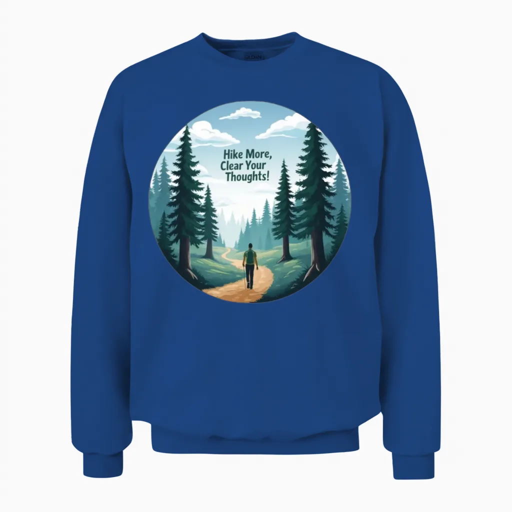 Hike More Clear Your Thoughts - Hiking Unisex Sweatshirt in Royal