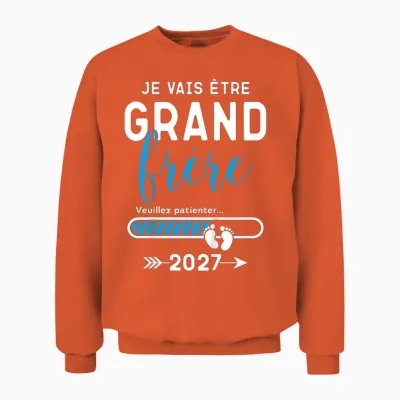 Enfant Futur Grand Frère 2027, Je Vais être Grand Frère 2027 Unisex Sweatshirt - Orange