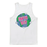 Earth Day Retro Unisex Tank Top - White – 1