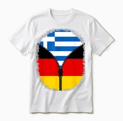 Griechenland Deutschland Flagge Griechisch Deutsch Reißverschluss Unisex T-Shirt - White
