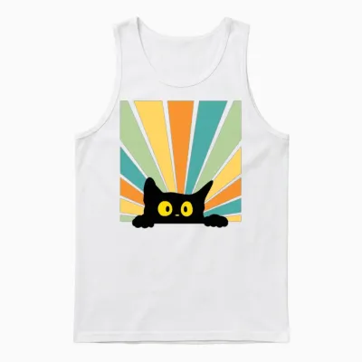 Funny Cat Unisex Tank Top - White