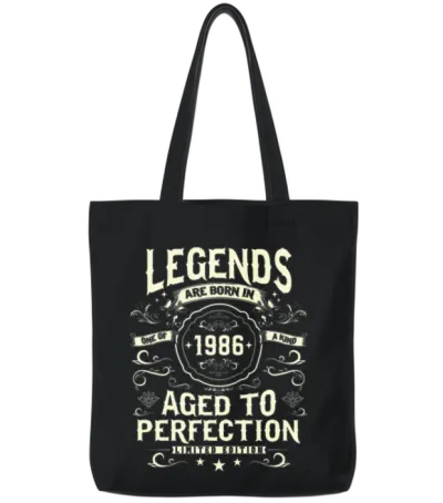 Retro '86: Timeless Birthday Gift Tote Bags - Black