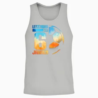 Kids 6th Birthday Retro Football Player 6 Years Boy Unisex Tank Top - Ash