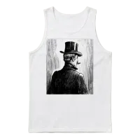 Elegant Victorian Gentleman Portrait Unisex Tank Top - White – 1