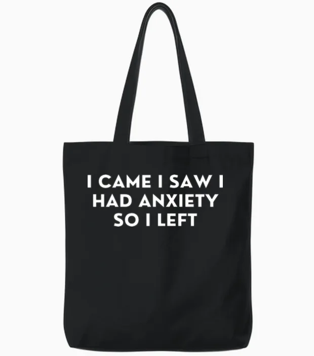 Anxiety Funny Design Tote Bags in Black