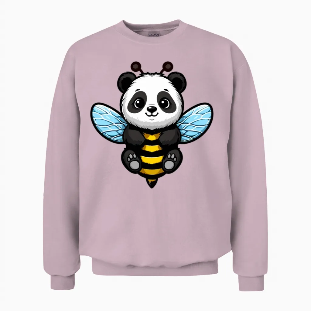 Funny Bumble Panda Unisex Sweatshirt in Light Pink