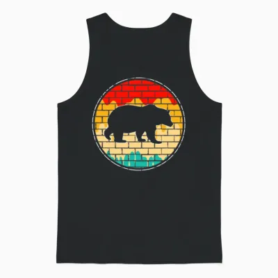 Bear Retro Unisex Tank Top - Black