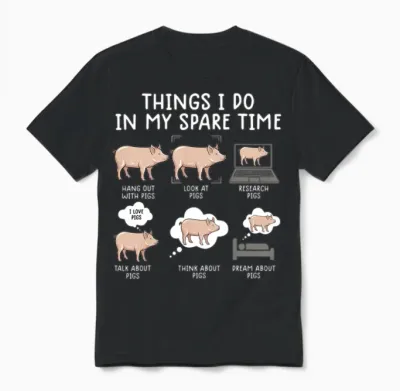Funny Pig Pig Pig Farm Unisex T-Shirt - Black