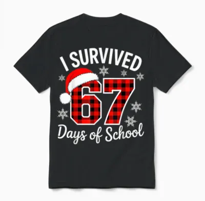 I Survived 67 Days of School Christmas Unisex T-Shirt - Black