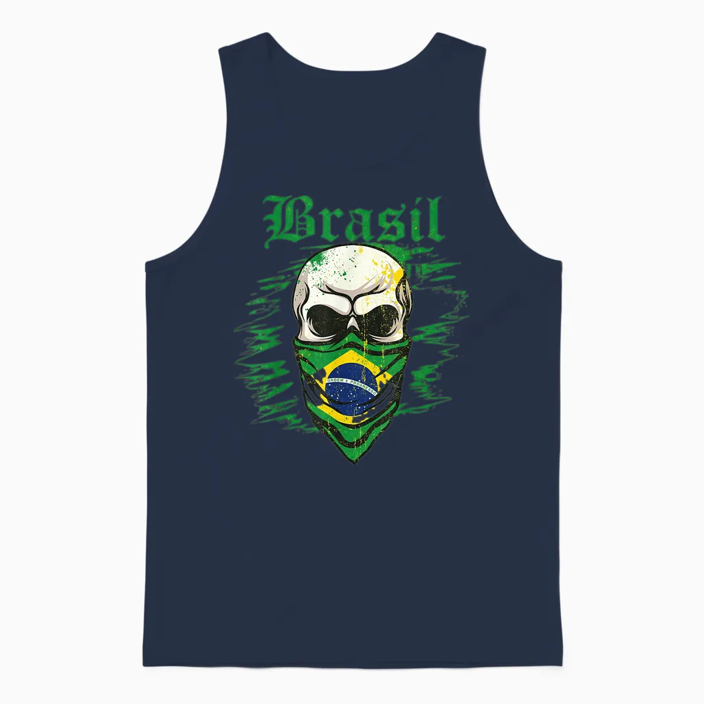 Brésil Cadeau Drapeau Brésil Fan Vintage Samba Brasil Unisex Tank Top in Navy