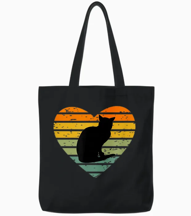 Retro Tier Silhouetten Für Jung Und Alt Ich Liebe Katzen Katzenhalter Katzenfreund Hauskatze Kater Tote Bags in Black