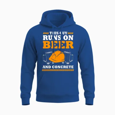 This Guy Runs on Beer and Concrete Concrete Worker Unisex Hoodie - Royal