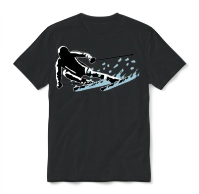 Skiing, Skier and Snow Unisex T-Shirt - Black