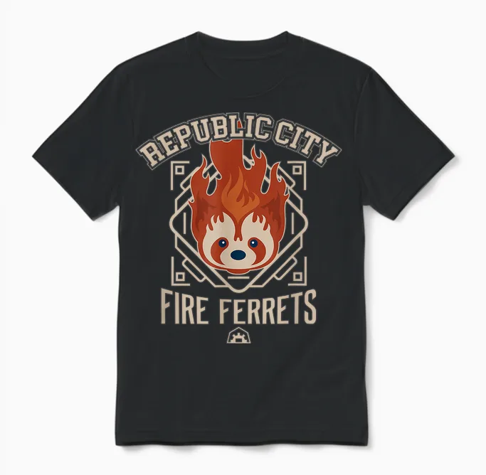 The Legend of Korra Republic City Fire Ferrets Unisex T-Shirt in Black