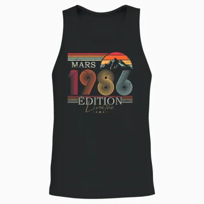 1986 Vintage March Birthday Retro Man Woman Gift Unisex Tank Top - Black