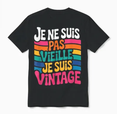 Je Ne Suis Pas Vieille Je Suis Vintage Gift Funny Humour Unisex T-Shirt - Black