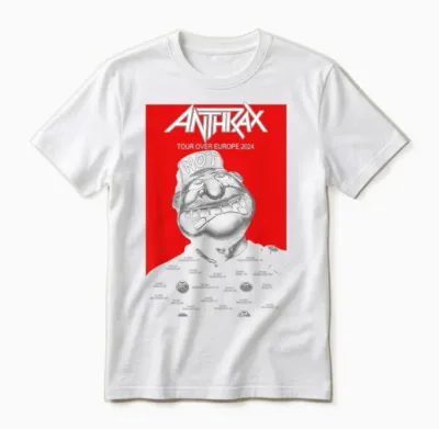 Anthrax Tour Over Europe T-Shirt, Black, S Unisex T-Shirt - White