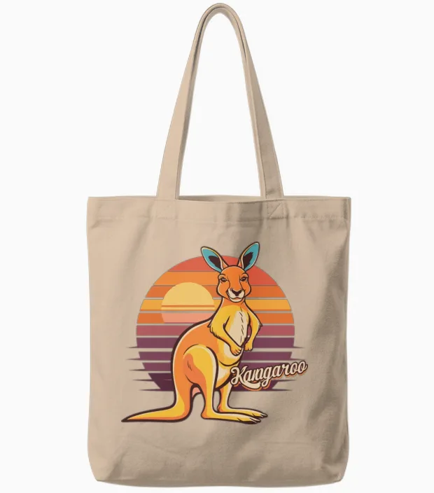 Funny Kangaroo Retro Vintage Tote Bags - Natural