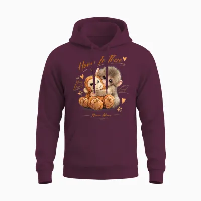 Adorable Cute Baby Monkey Punch Men Women Unisex Hoodie - Maroon