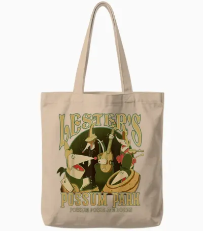 Disney a Goofy Movie Lester's Possum Park Vintage Tote Bags - Natural