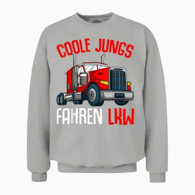 Coole Jungs Fahren Lkw Fahrer Trucker Kinder Jungen Unisex Sweatshirt - Ash