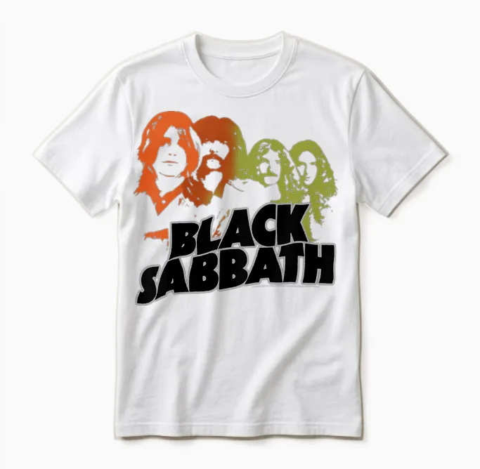 Kids Black Sabbath Band Sketch Kids Black Unisex T-Shirt in White
