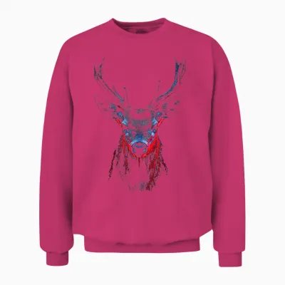Animal Lover Deer, Abstract Pattern, Portrait, Art, Deer Unisex Sweatshirt - Heliconia
