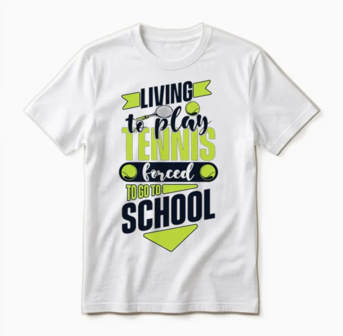Living to Play Tennis Forced to Go to School Unisex T-Shirt in White