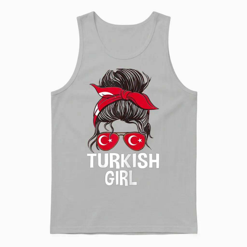 Lunettes De Soleil Pour Femme Avec Cheveux Désordonnés Motif Drapeau Turc Unisex Tank Top in Ash