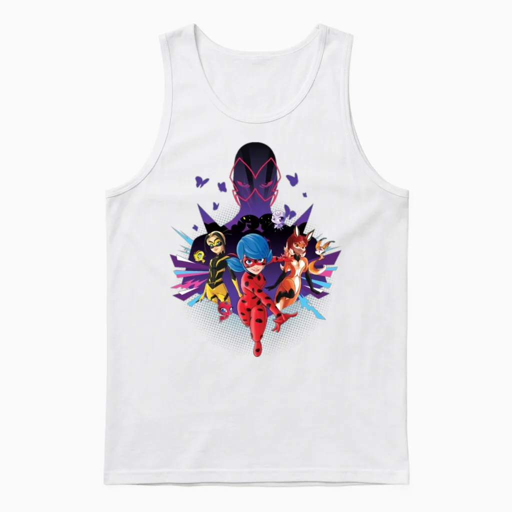 Miraculous Superheroes Kwami vs Hawk Moth Unisex Tank Top in White