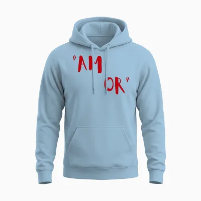 Amor Love Design Retro Unisex Hoodie - Light Blue