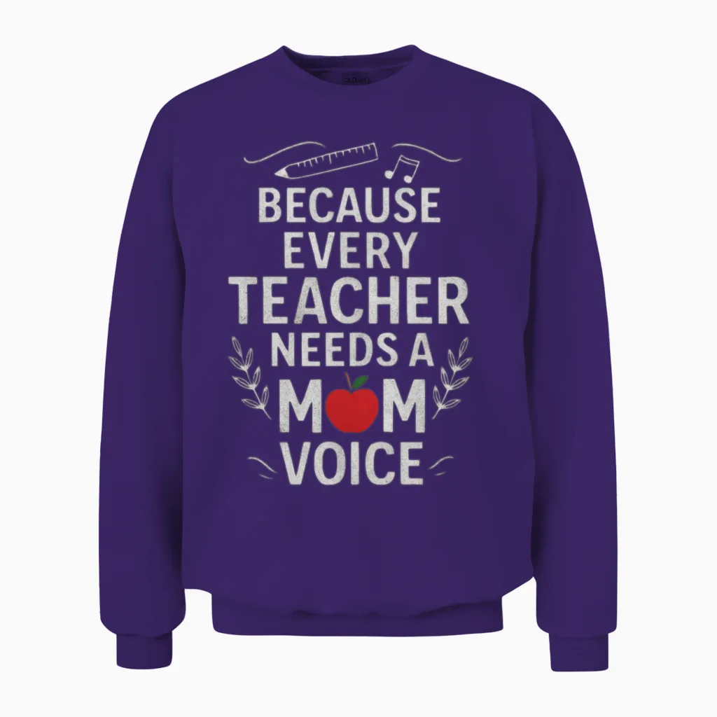 Because Every Teacher Needs Mom Voice Mom Teacher Unisex Sweatshirt in Purple