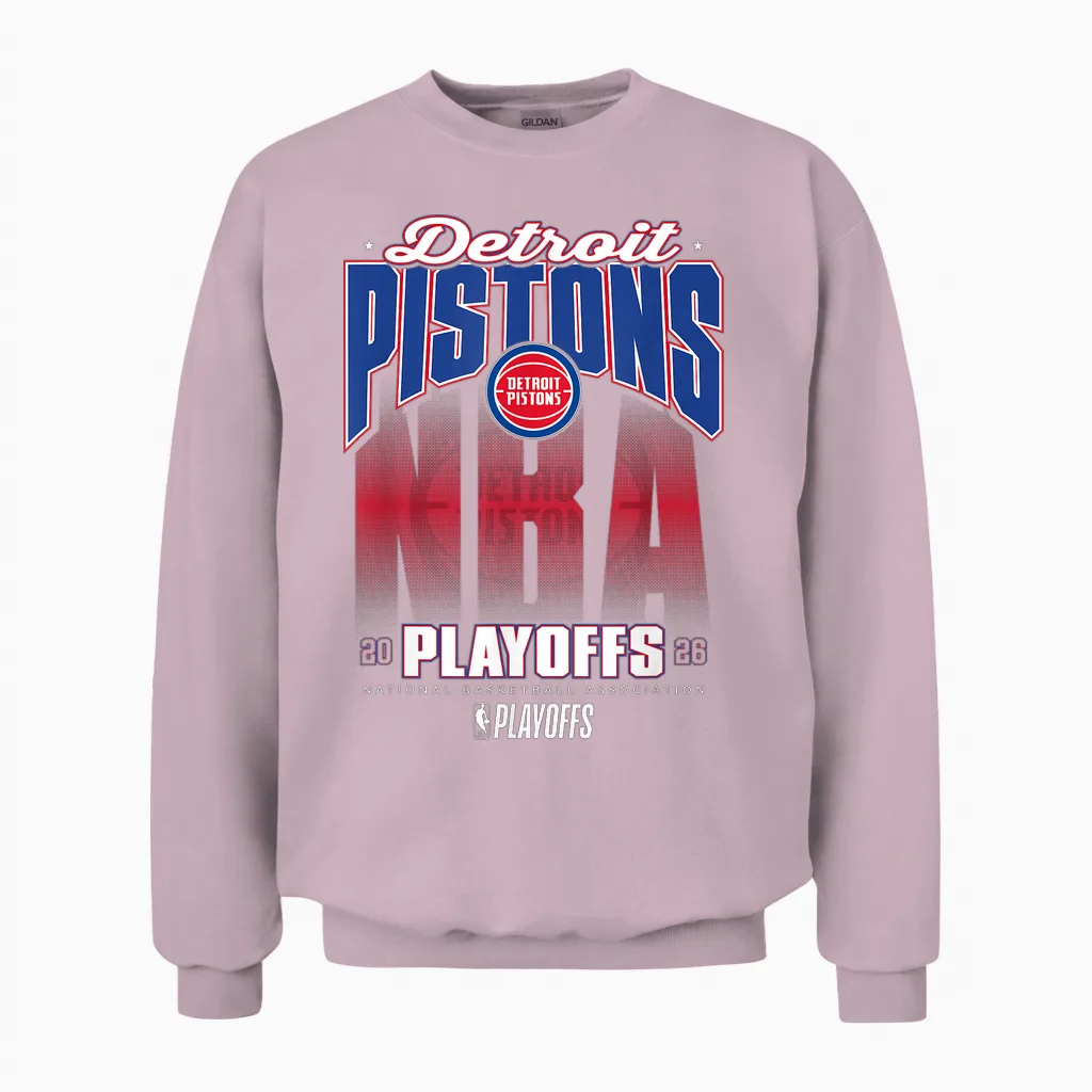 Nba Official 2026 Playoffs Detroit Pistons Fade Unisex Sweatshirt in Light Pink