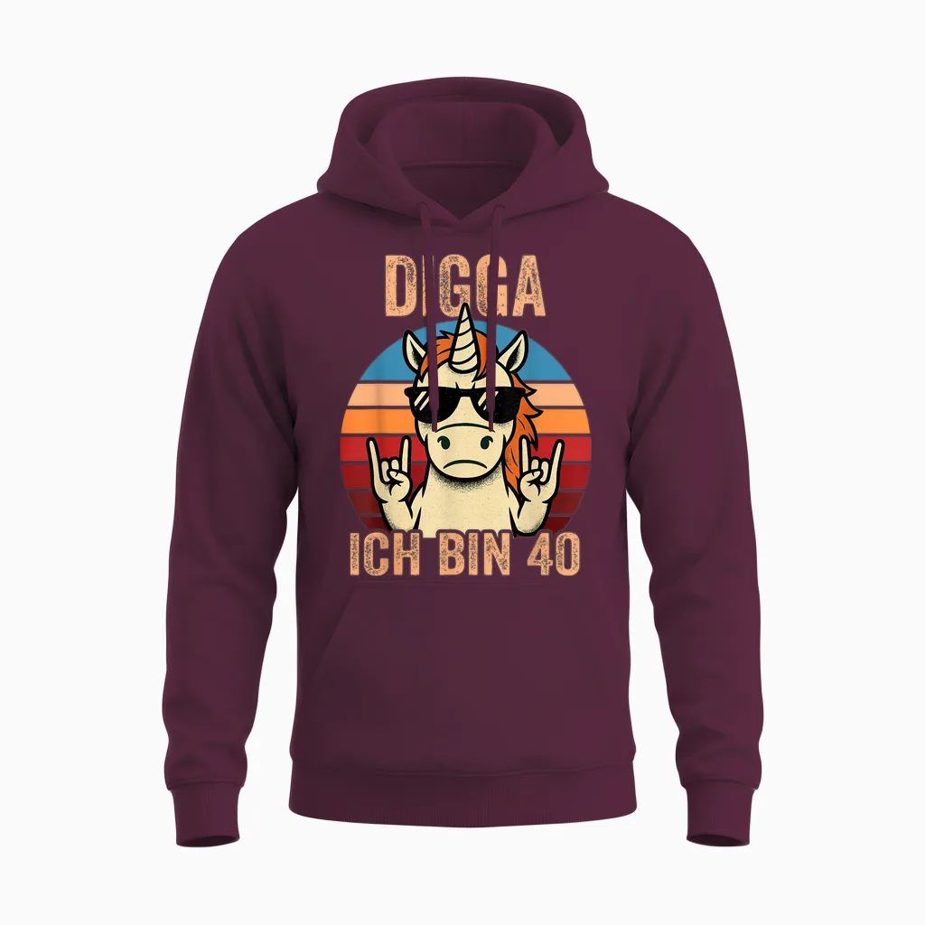 Digga Ich Bin 40 40th Birthday Man Unisex Hoodie in Maroon
