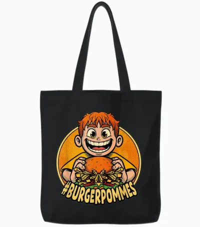 Burger.pommes Comic Stil Fast Food Snack Tote Bags - Black