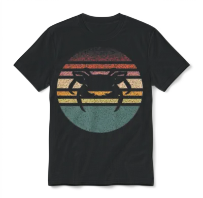 Crabbing Crab Retro Unisex T-Shirt - Black
