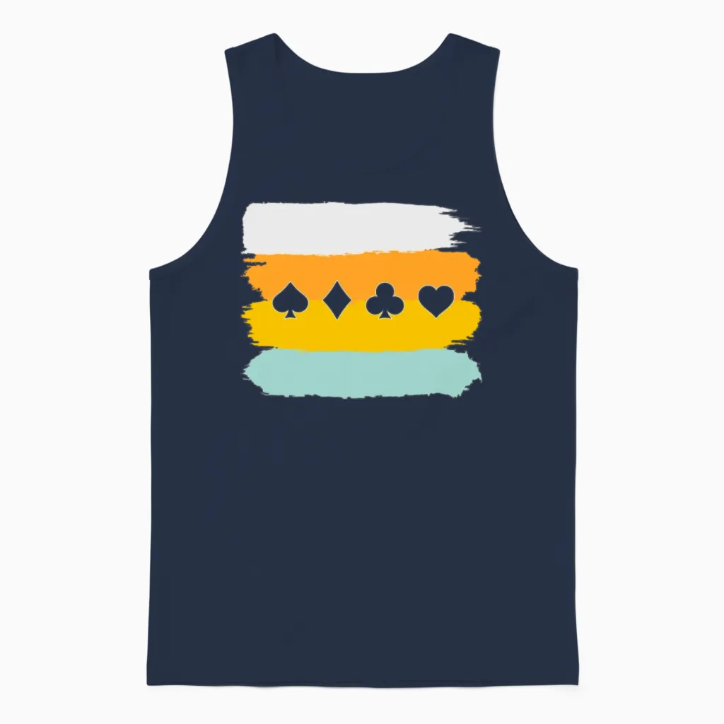 Poker Retro Unisex Tank Top in Navy